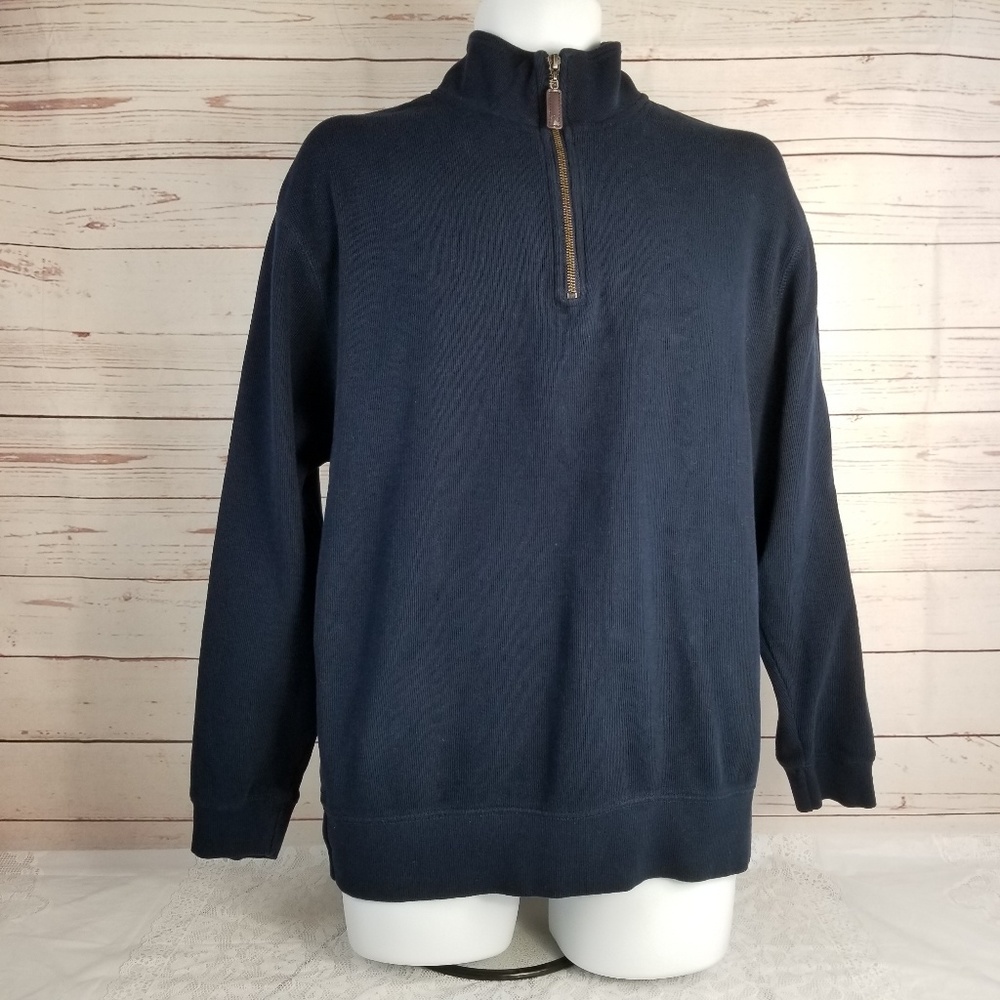 Roundtree And Yorke Men's 1/4 Zip Large Navy Blue